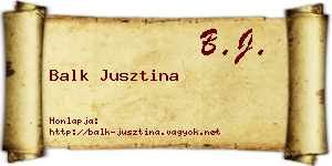 Balk Jusztina névjegykártya